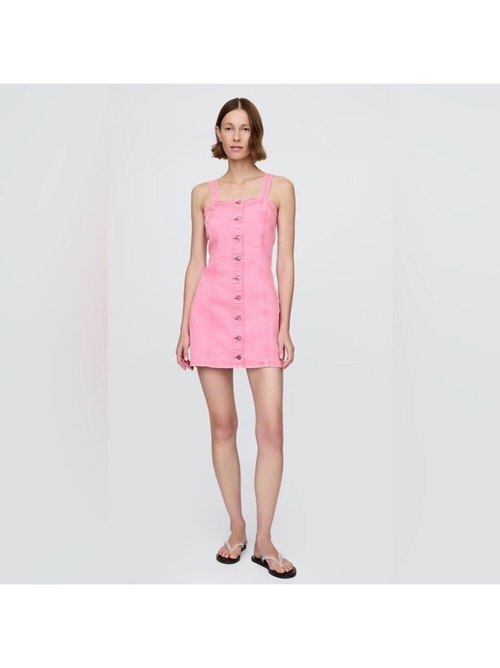 Gap Pink Denim Button-Down Mini Dress Date Night Summer Spring Festival casual